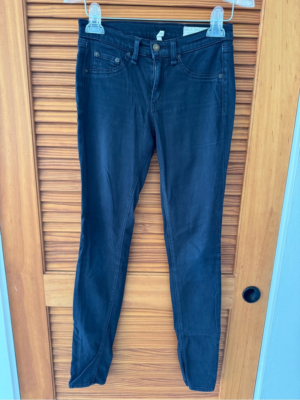RAG & BONE Women's Black Plush Slim-Fit Legging Jeans